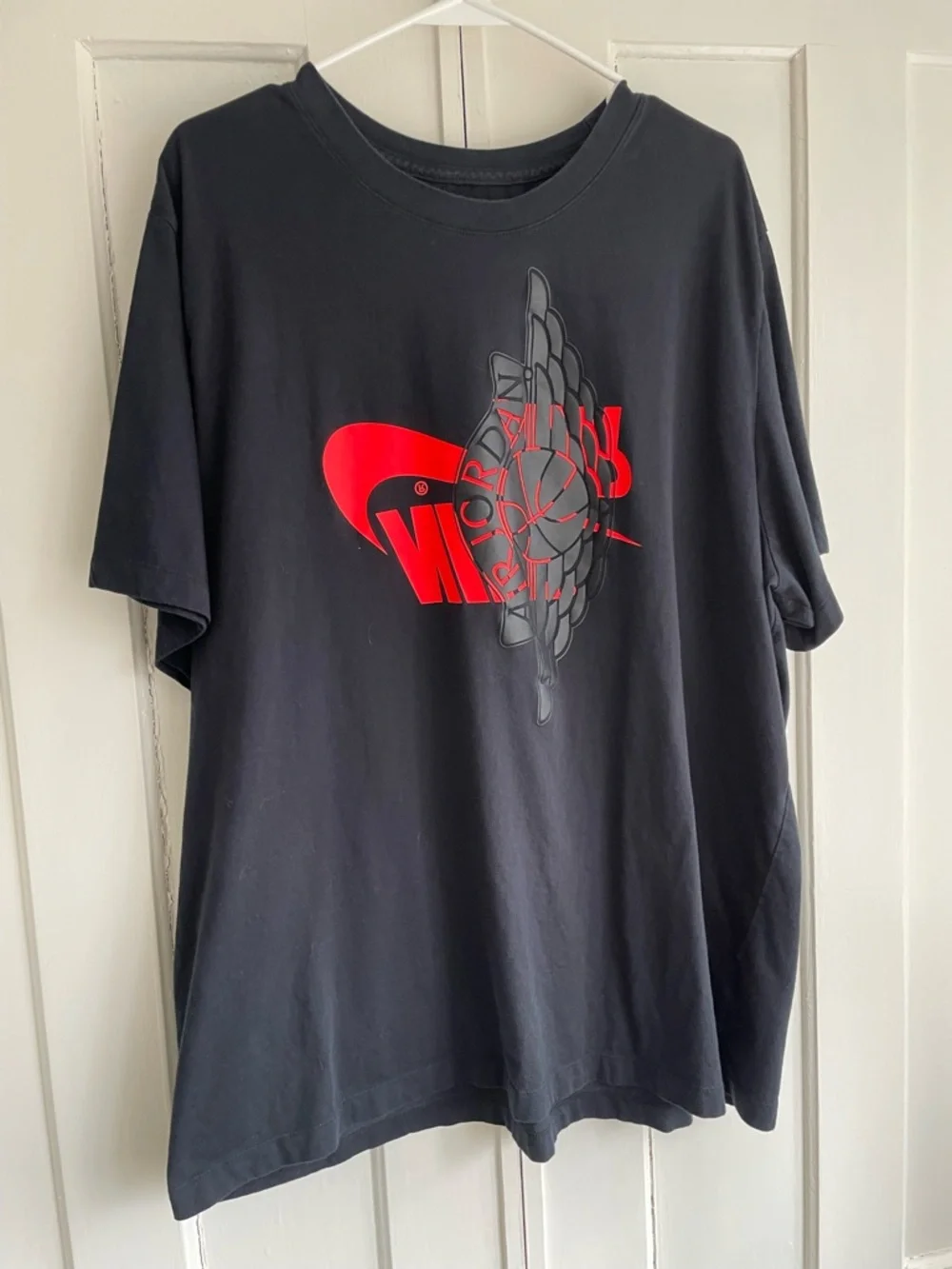 Nike Air Jordan Futura Wings T-shirt Rubberized Black Logo Mens 3XL Black Tee
